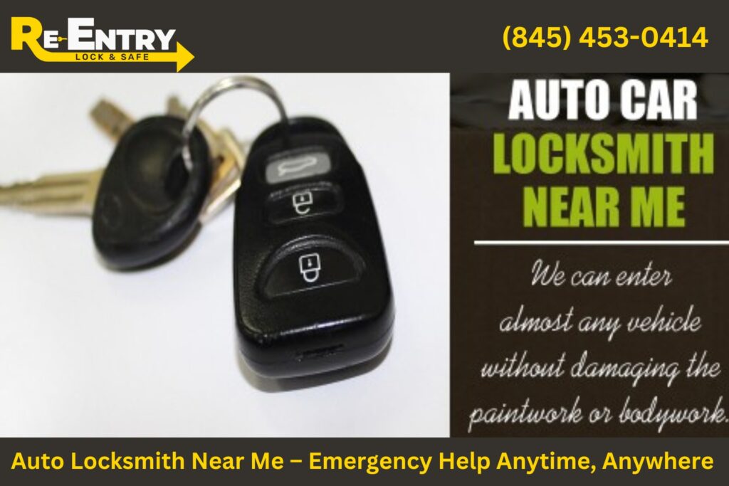 Emergency auto locksmith providing 24/7 car lockout service near me.
