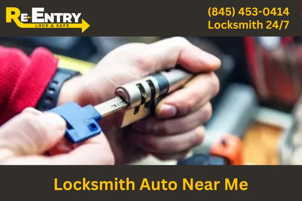 Mobile locksmith performing auto lockout service near me.