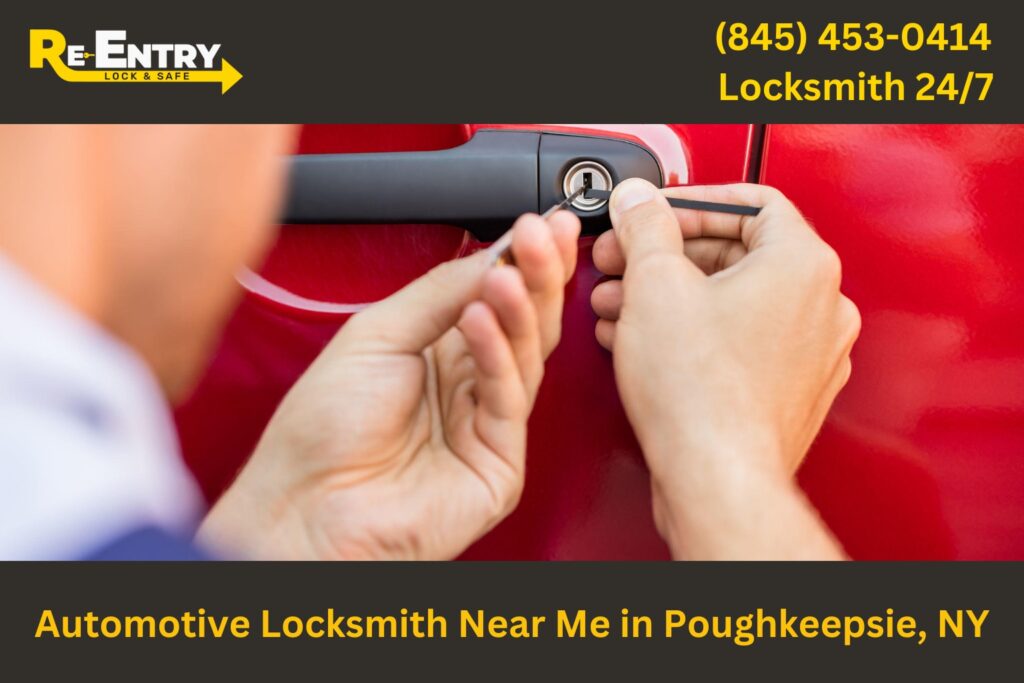 Automotive locksmith in Poughkeepsie NY providing car key replacement and lockout service.