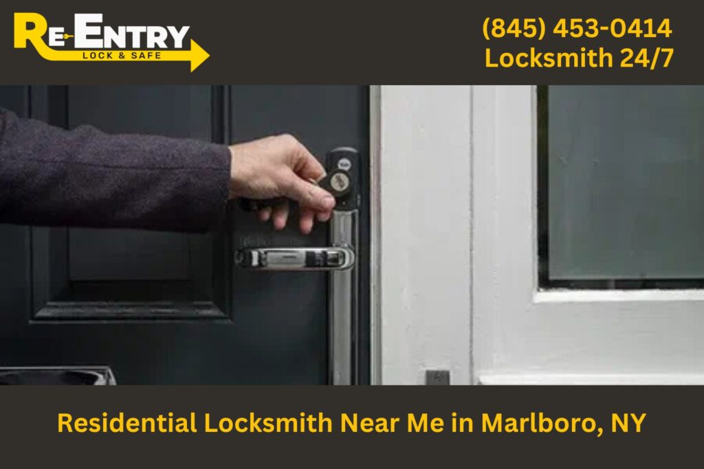 Residential locksmith in Marlboro NY installing and repairing home door locks.