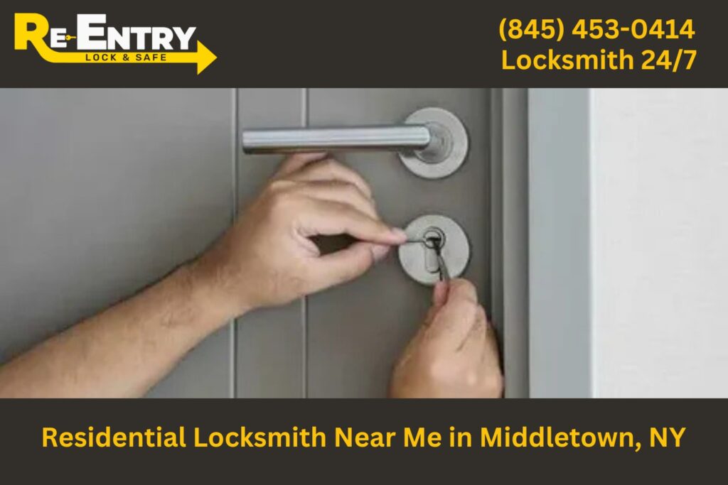 Residential locksmith in Middletown NY installing and repairing home door locks.