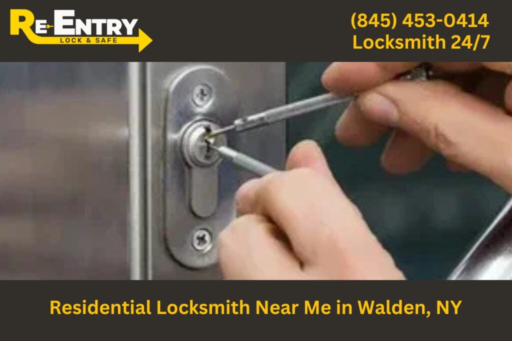 Residential locksmith in Walden NY installing and repairing home door locks.