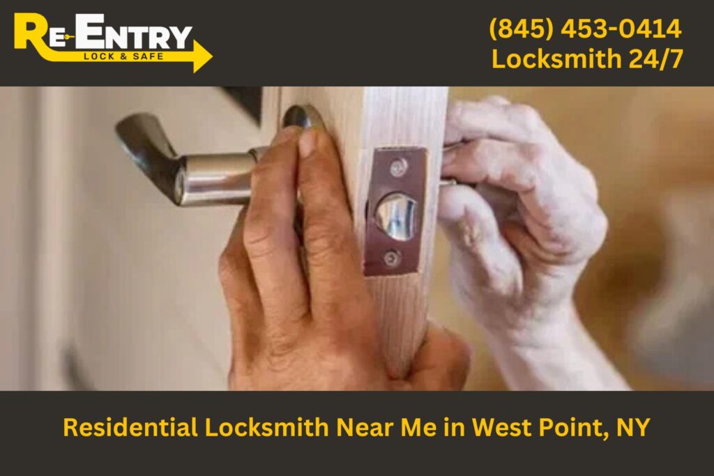 Residential locksmith in West Point NY installing and repairing home door locks.