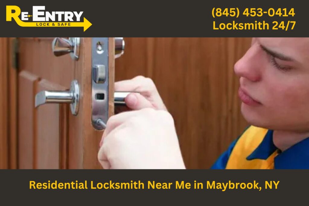 Residential locksmith in Maybrook NY installing and repairing home door locks.