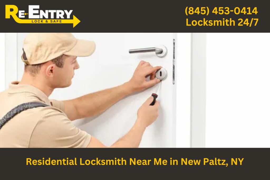 Residential locksmith in New Paltz NY installing and repairing home door locks.