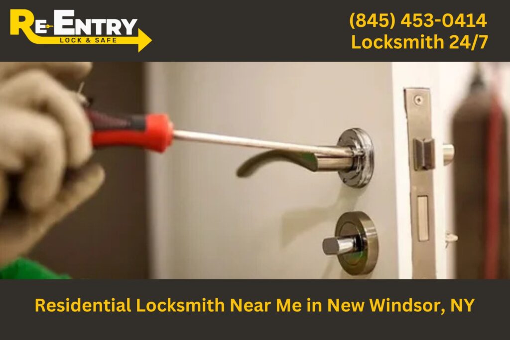 Residential locksmith in New Windsor NY installing and repairing home door locks.