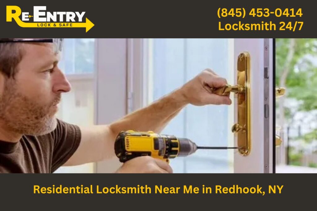 Residential locksmith in Red Hook NY installing and repairing home door locks.