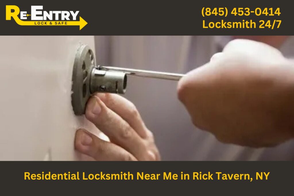 Residential locksmith in Rick Tavern NY installing and repairing home door locks.