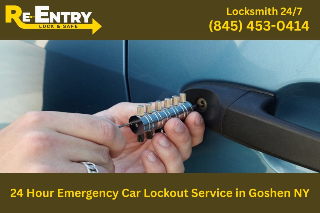 24 hour emergency car lockout service in Goshen NY helping driver regain access to locked vehicle