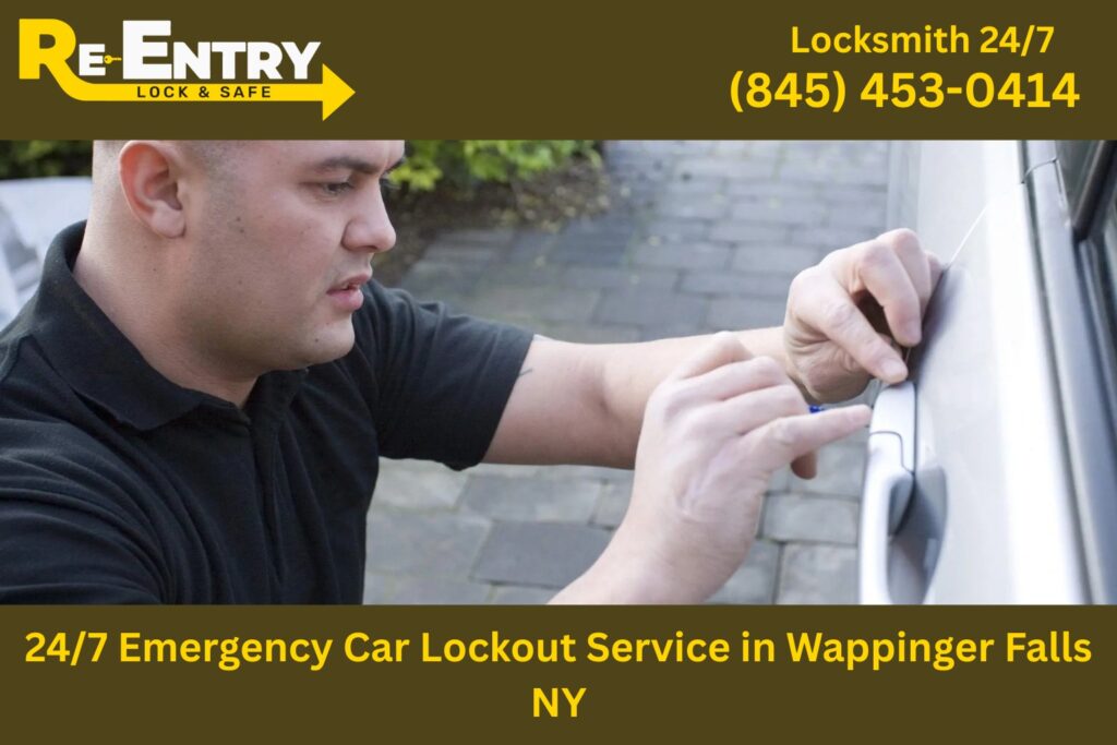 24/7 emergency car lockout service in Wappingers Falls NY helping driver regain access to locked vehicle