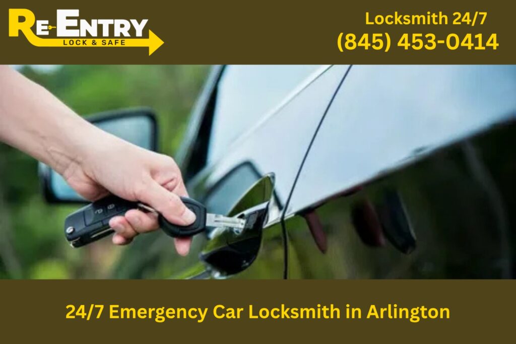 24/7 emergency car locksmith in Arlington NY helping driver regain access to locked vehicle