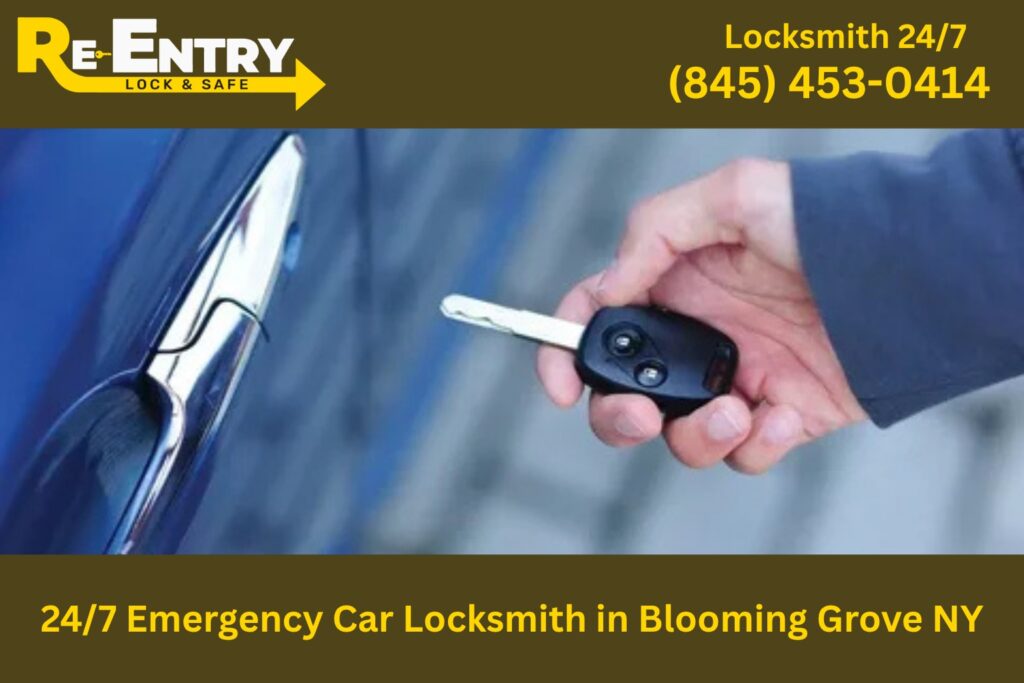 24/7 emergency car locksmith in Blooming Grove NY helping driver regain access to locked vehicle