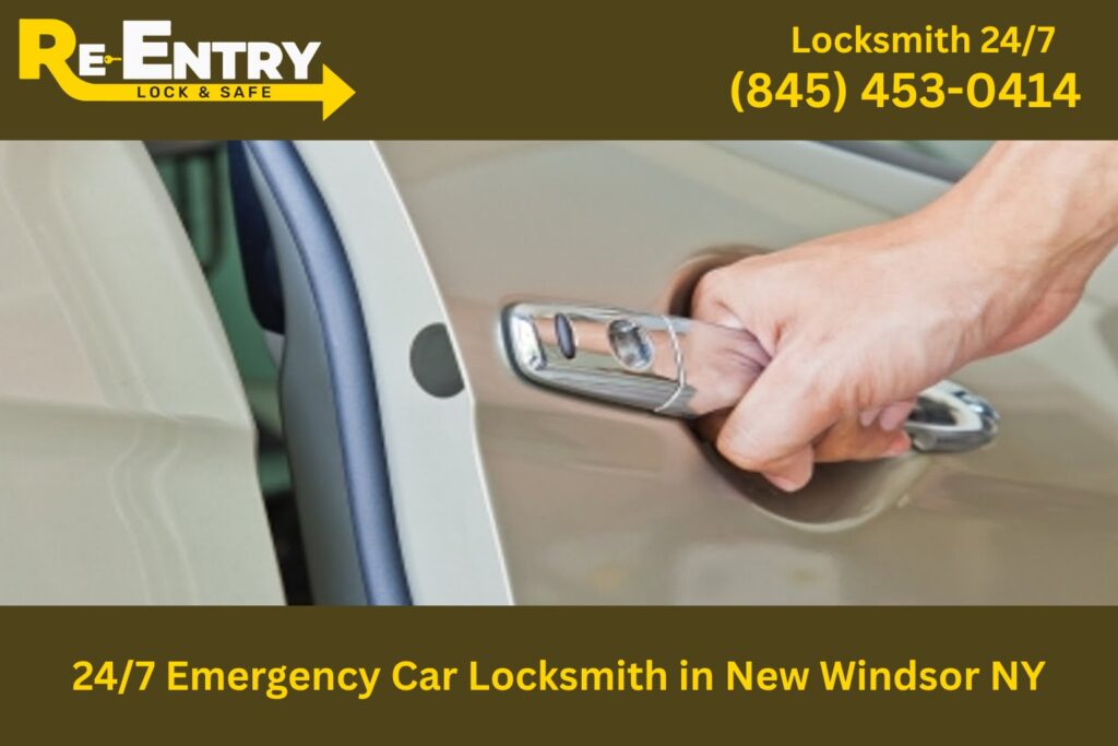 24/7 emergency car locksmith in New Windsor NY helping driver regain access to locked vehicle