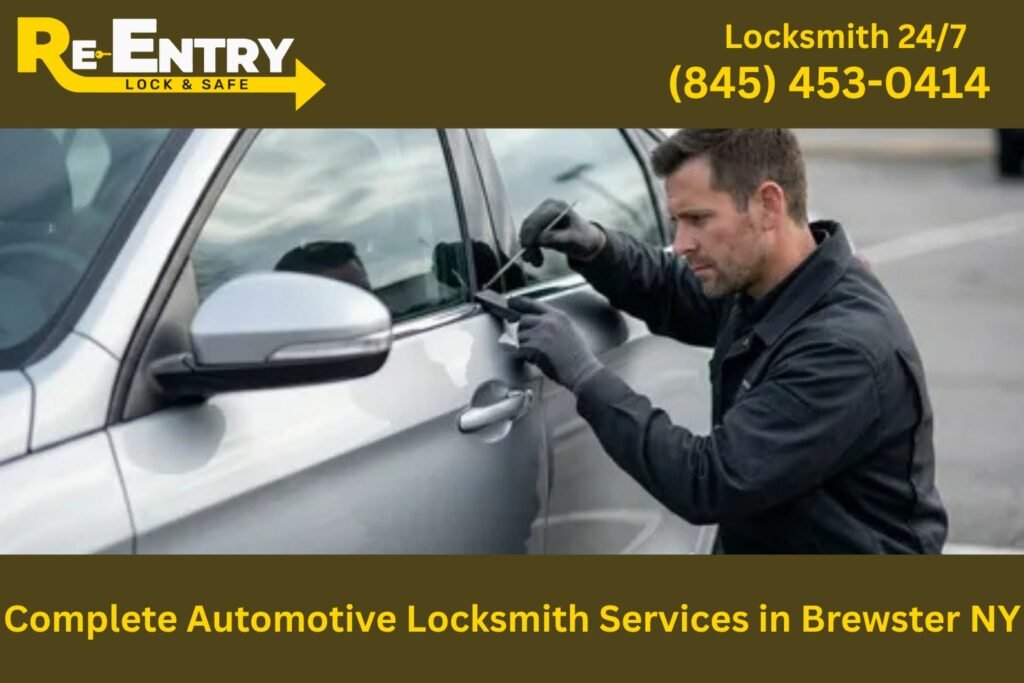 Automotive locksmith technician providing car key replacement and lock repair services in Brewster NY