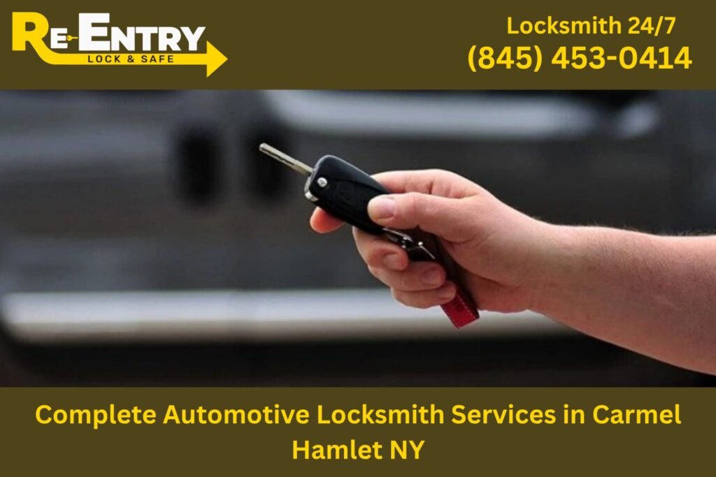 Automotive locksmith technician providing car key replacement and lock repair services in Carmel Hamlet NY