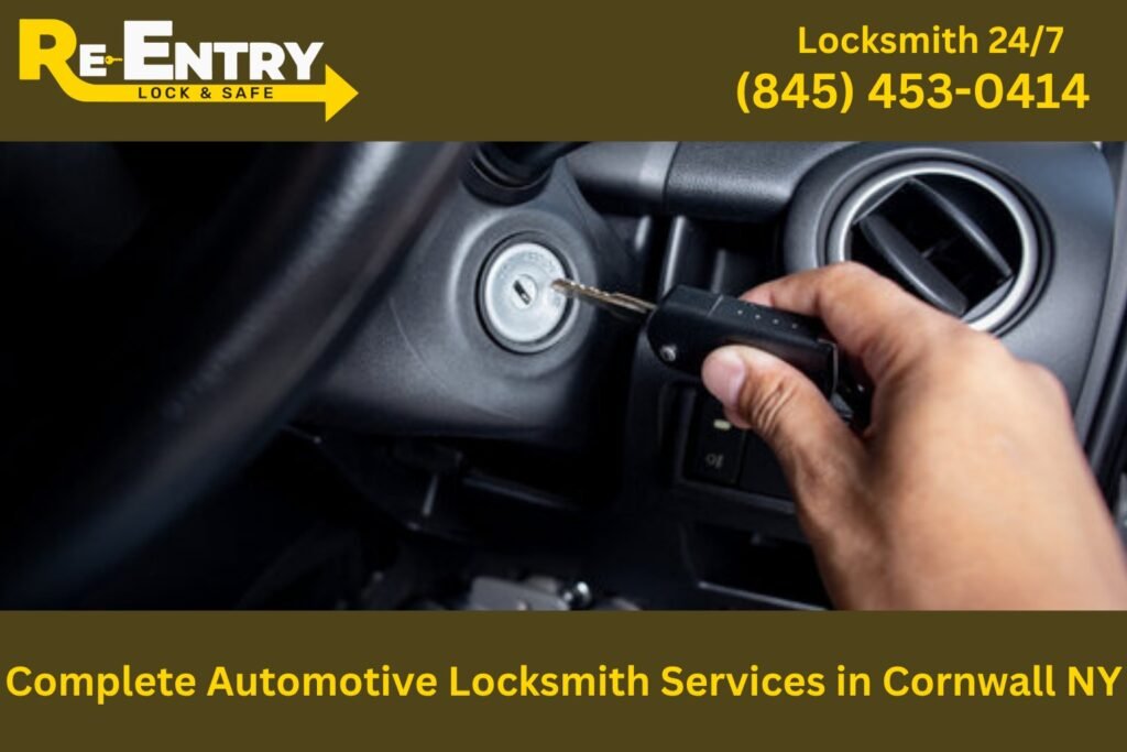Automotive locksmith technician providing car key replacement and lock repair services in Cornwall NY